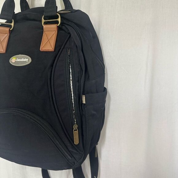 ZaZa Baby Black Diaper Bag Backpack Organizer Waterproof Travel - Picture 3 of 13